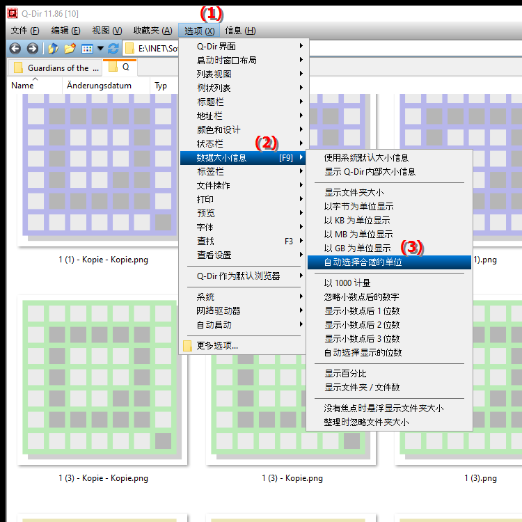 我可以在文件资源管理器中自动显示文件大小（以 MB、KB 或字节为单位）吗